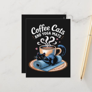 Coffee Cats and Yoga Mats Funny Cat Yoga Holiday Postcard