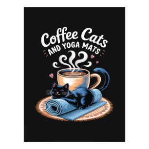 Coffee Cats and Yoga Mats Funny Cat Yoga Photo Print