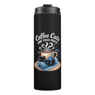 Coffee Cats and Yoga Mats Funny Cat Yoga Thermal Tumbler