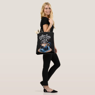Coffee Cats and Yoga Mats Funny Cat Yoga Tote Bag