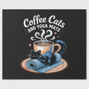 Coffee Cats and Yoga Mats Funny Cat Yoga Wrapping Paper