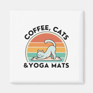 Coffee Cats And Yoga Mats Meditation Women Men Magnet