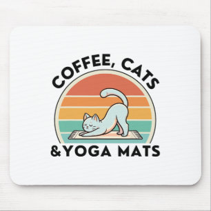 Coffee Cats And Yoga Mats Meditation Women Men Mouse Pad