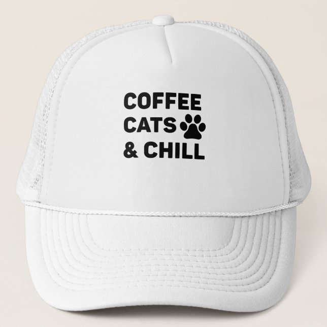 Coffee Cats & Chill Trucker Hat (Front)