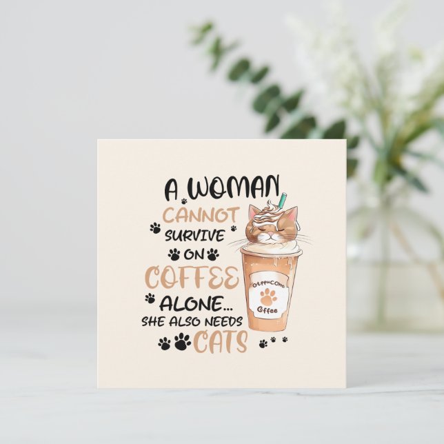 Coffee & Cats – Cute Kawaii Art (Standing Front)
