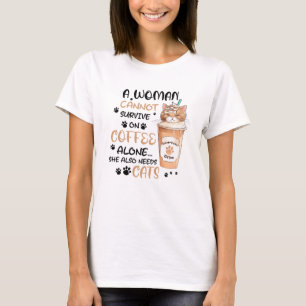 Coffee & Cats – Cute Kawaii Art T-Shirt
