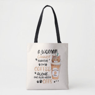 Coffee & Cats – Cute Kawaii Art Tote Bag