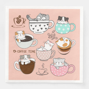 Coffee Cats Funny Napkin