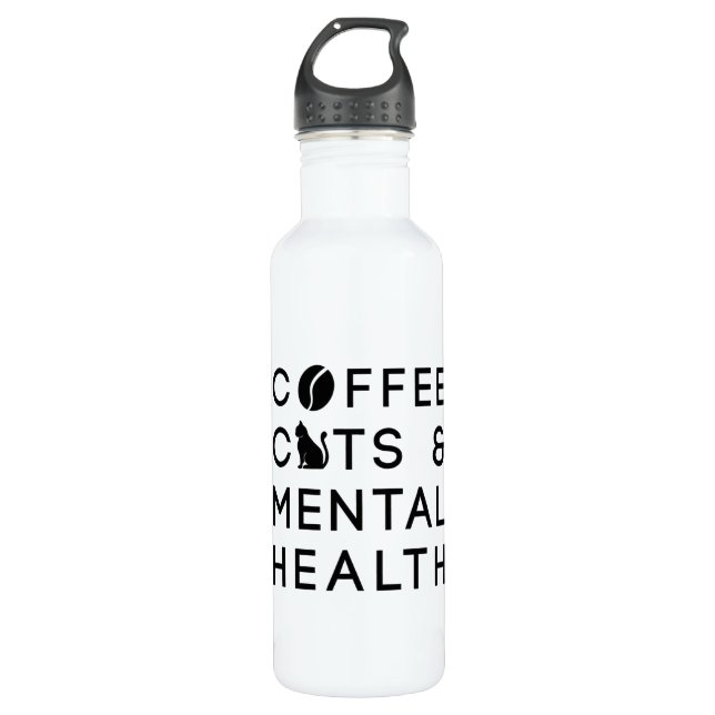 Coffee Cats Mental Health Coffee Drinker Anxie 710 Ml Water Bottle (Front)