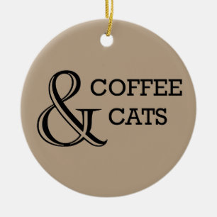 Coffee & Cats with Custom Photo Ceramic Ornament