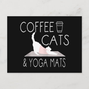 Coffee, Cats & Yoga Mats - Funny Gifts Yoga Cat Holiday Postcard