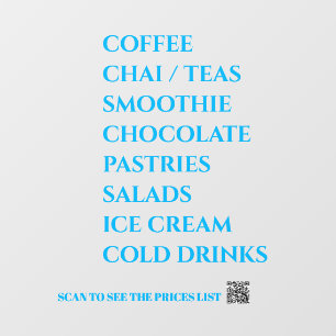 Coffee Chai Tea Salads Bakery Menu - blue