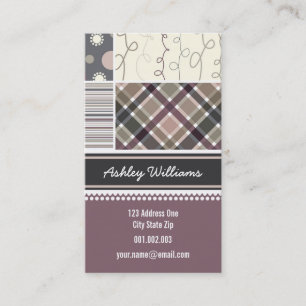 Coffee Checks Stripes Scribbles Dots Combo Pattern Business Card