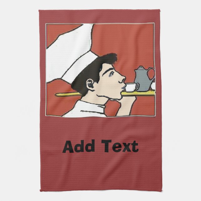 Coffee Chef, add text Tea Towel (Vertical)
