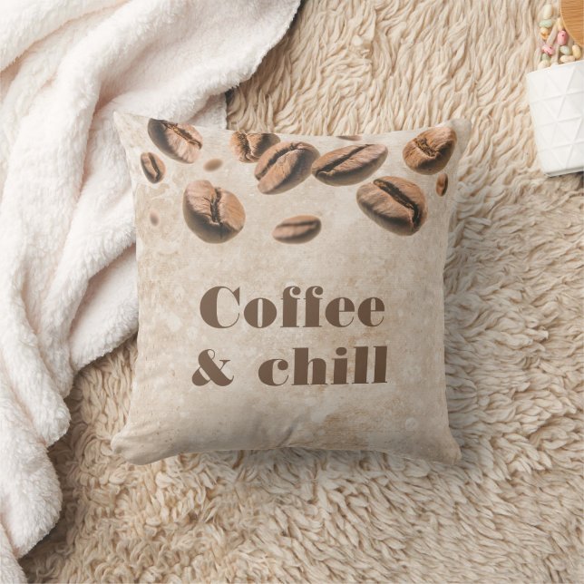 Coffee & Chill Espresso Cappuccino Lover Funny Cushion (Blanket)
