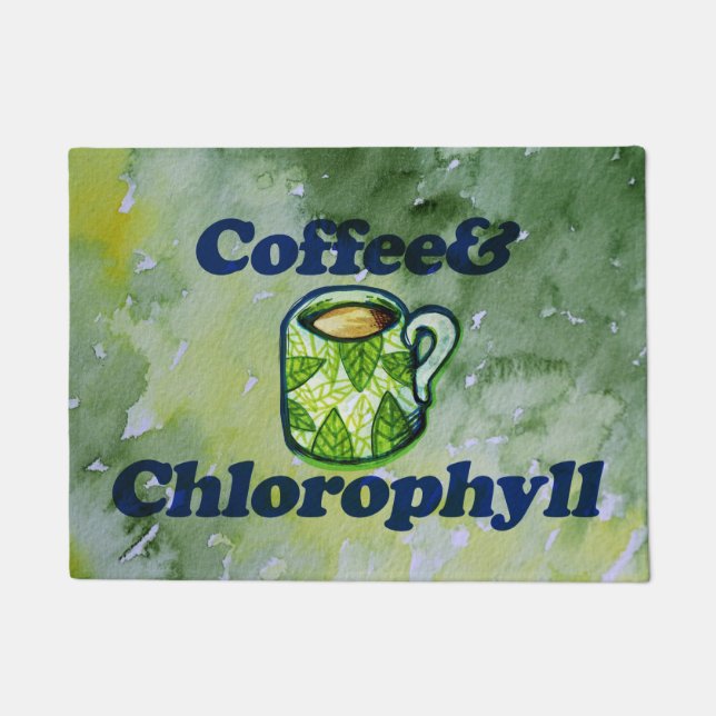 Coffee & Chlorophyll Plant Lady Coffee Lover       Doormat (Front)