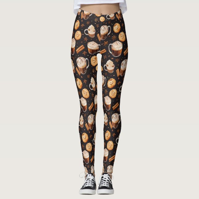 Coffee Chocolate and Cookies  Leggings (Front)