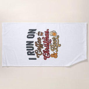 Coffee Christmas Beer Holiday Drinking Design Beach Towel