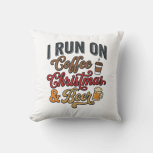 Coffee Christmas Beer Holiday Drinking Design Cushion