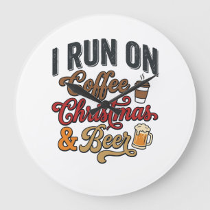 Coffee Christmas Beer Holiday Drinking Design Large Clock
