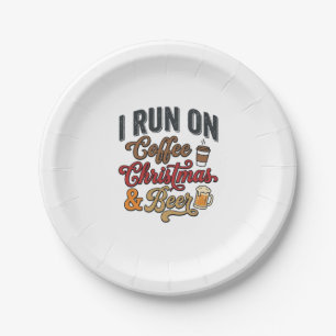 Coffee Christmas Beer Holiday Drinking Design Paper Plate