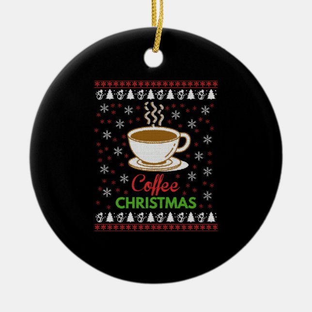 Coffee Christmas Ceramic Ornament (Front)