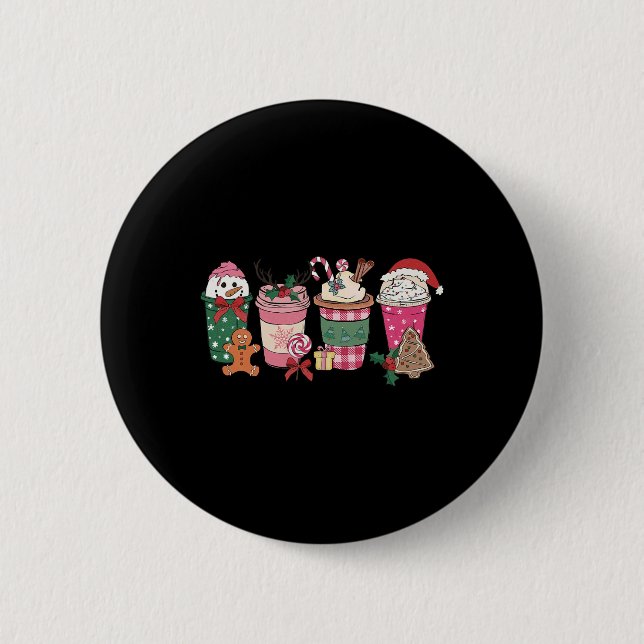 Coffee Christmas Gingerbread Pink Women Latte Cosy 6 Cm Round Badge (Front)