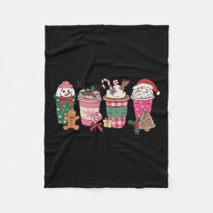 Coffee Christmas Gingerbread Pink Women Latte Cosy Fleece Blanket