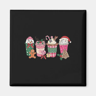 Coffee Christmas Gingerbread Pink Women Latte Cozy Magnet