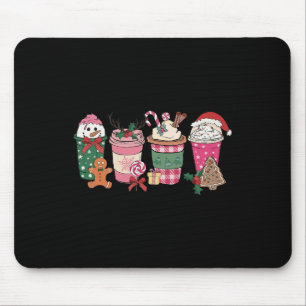 Coffee Christmas Gingerbread Pink Women Latte Cozy Mouse Pad