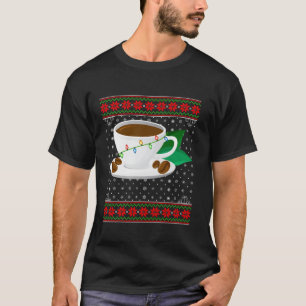 Coffee Christmas Lights Ugly Sweater Style Santa C