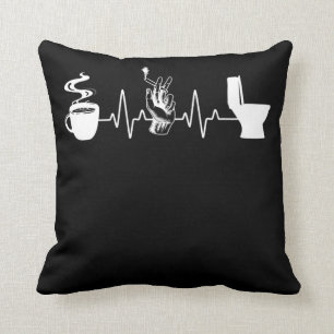 Coffee Cigarette Toilet Humor Smoker Cushion