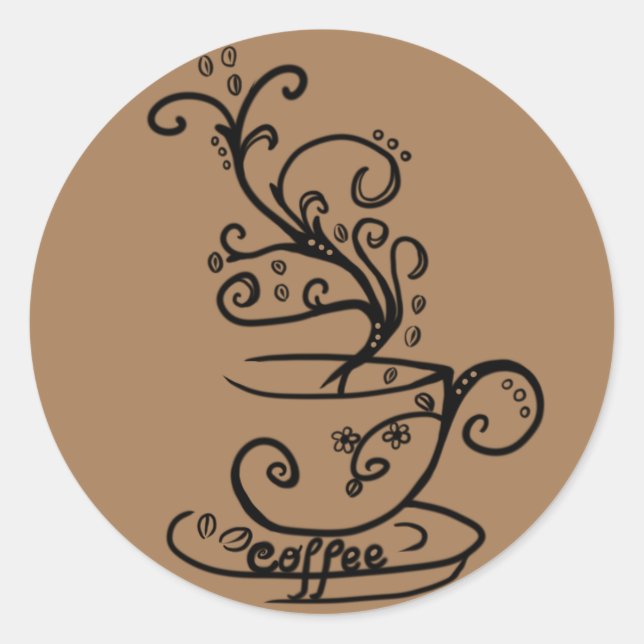 coffee classic round sticker (Front)