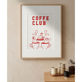Coffee Club Poster | Minimalist Coffee Wall Art | 