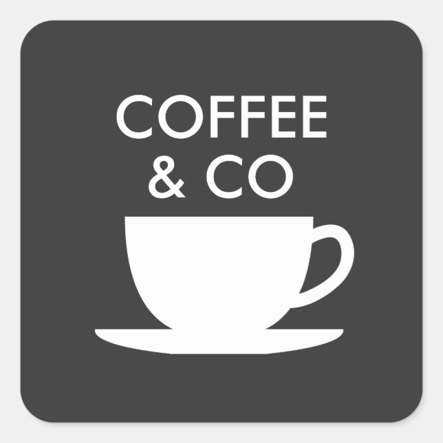 Coffee & co custom business name square stickers (Front)