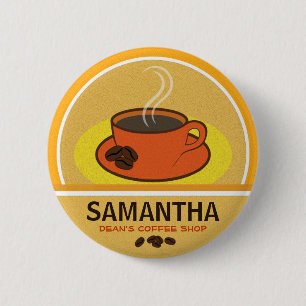 Coffee Coffee Cup Shop Cafe Staff ID Name Tags 6 Cm Round Badge