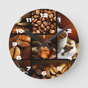 Coffee Collage 2 Round Clock