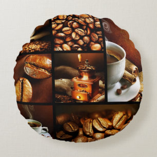 Coffee Collage 2 Round Cushion