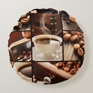 Coffee Collage Round Cushion