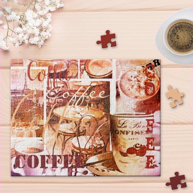 Coffee Collage Script Overlay Personalised Puzzle (Creator Uploaded)
