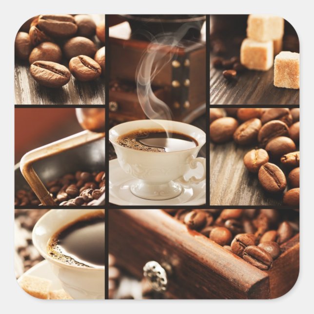 Coffee Collage Square Sticker (Front)