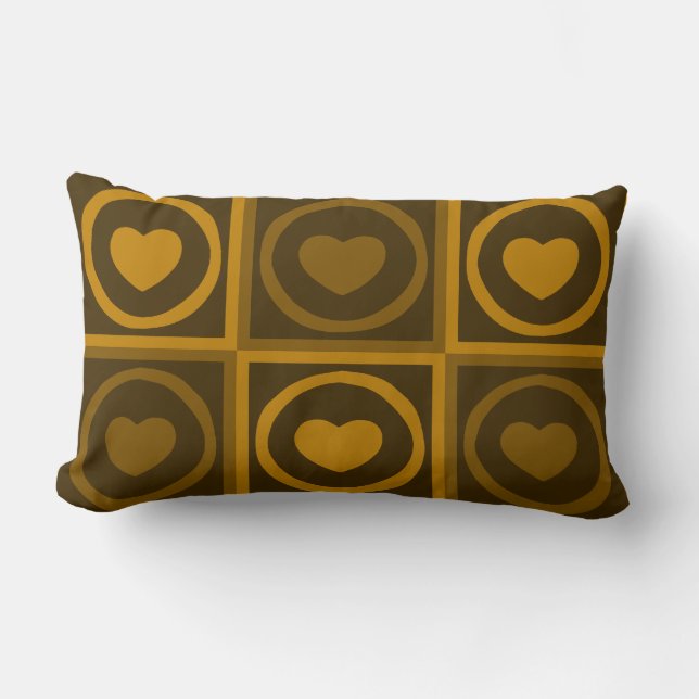 Coffee Colour Hearts Pillow (Front)