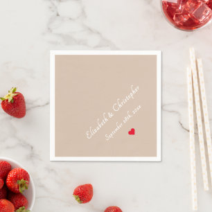Coffee Colour Monogrammed Wedding Party Cocktail Napkin