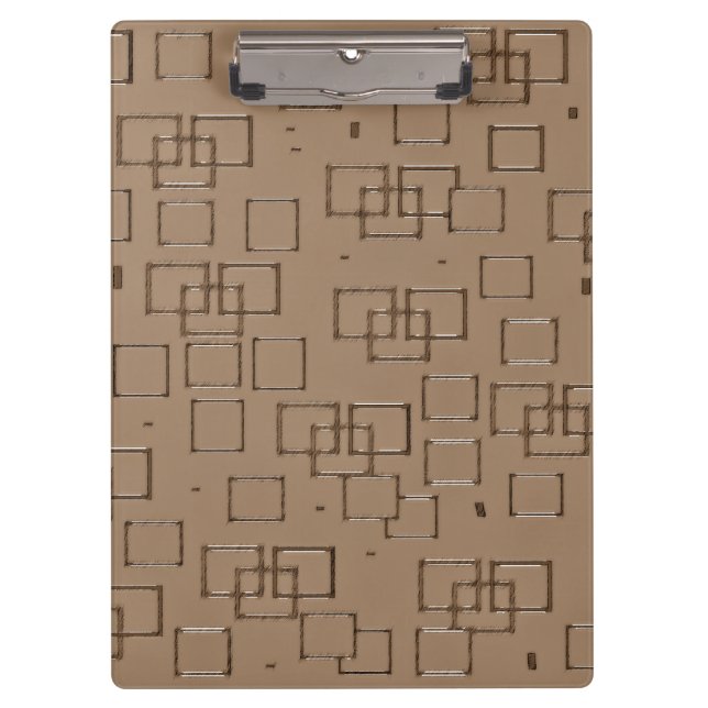 Coffee Coloured Squares Pattern Clipboard (Front)
