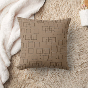 Coffee Coloured Squares Pattern Cushion