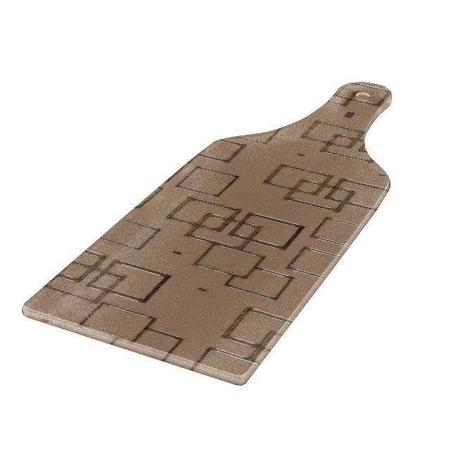 Coffee Coloured Squares Pattern Cutting Board (Corner)