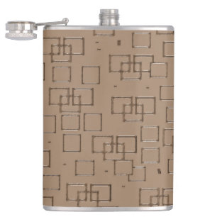 Coffee Coloured Squares Pattern Hip Flask