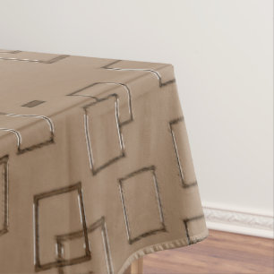 Coffee Coloured Squares Pattern Tablecloth