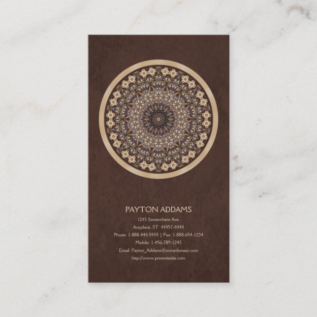 Coffee Colours Abstract Mandala Business Card (Front)