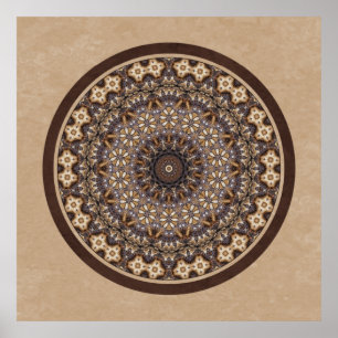 Coffee Colours Abstract Mandala Poster